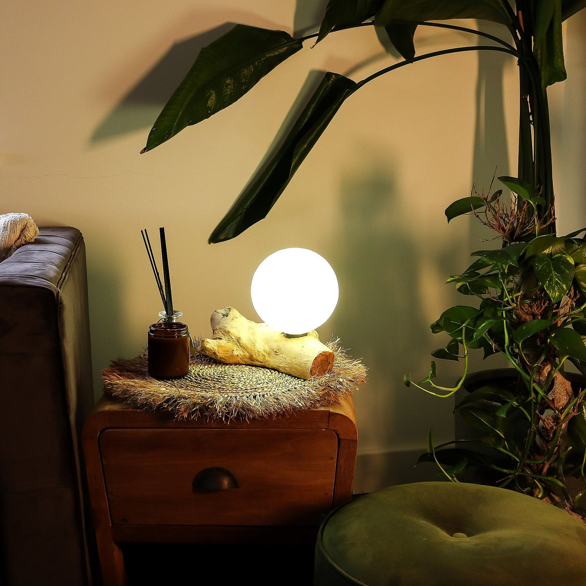 DriftGlow-bordslampa – Cotton Luna, elfenben