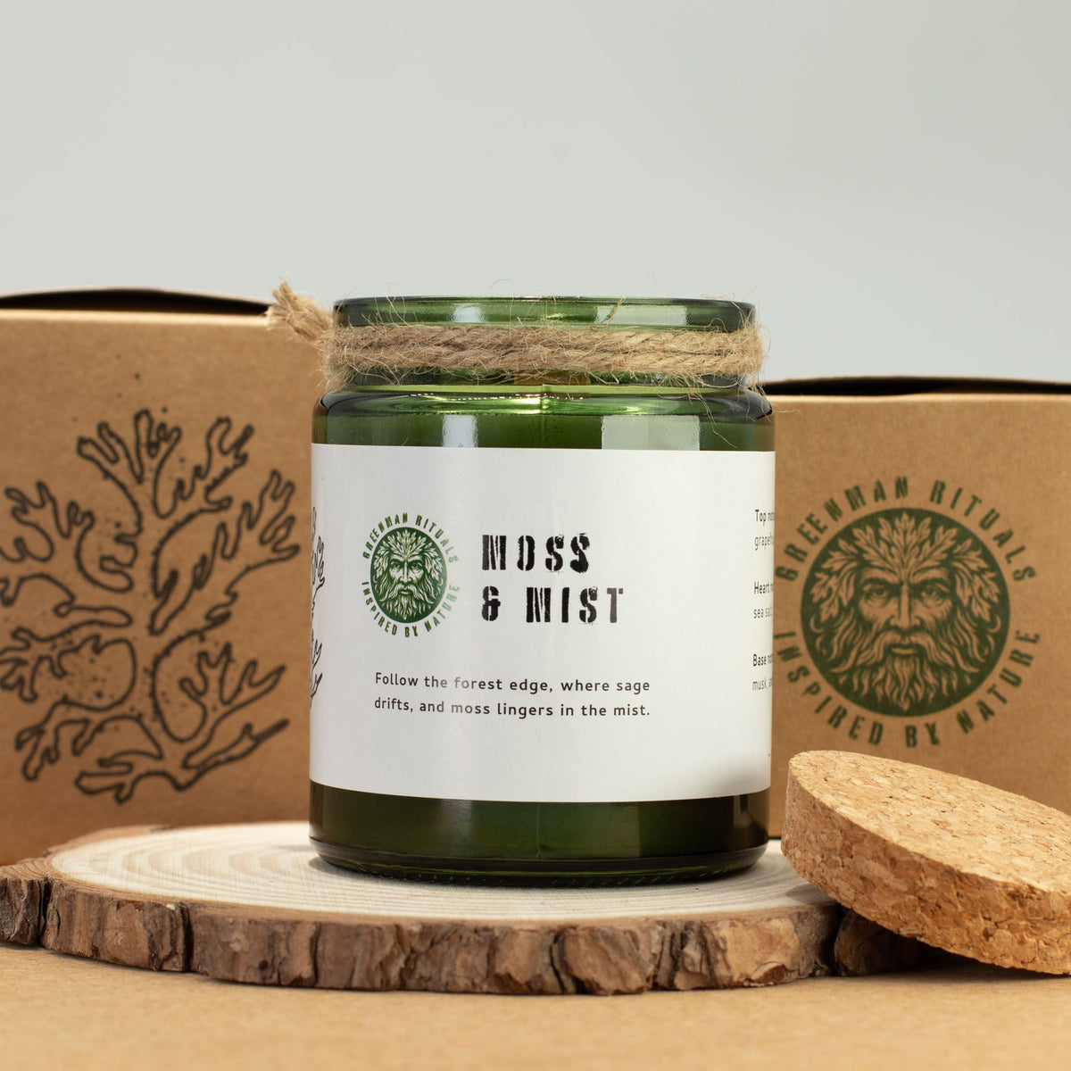 Greenman sojavaxljus med träveke – Moss & Mist