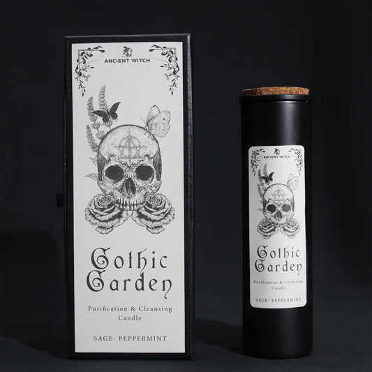 Ancient Witch Gothic Garden ritual-ljus med rosor och dödskalle
