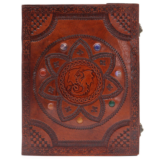 Extra stor läderjournal – Drake och mandala