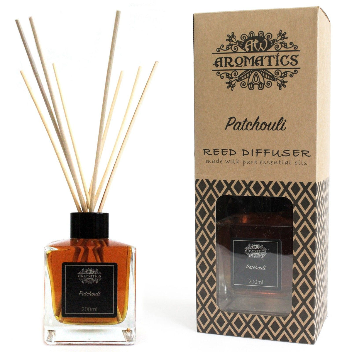 Doftpinnar med eteriska oljor – Patchouli, 200 ml