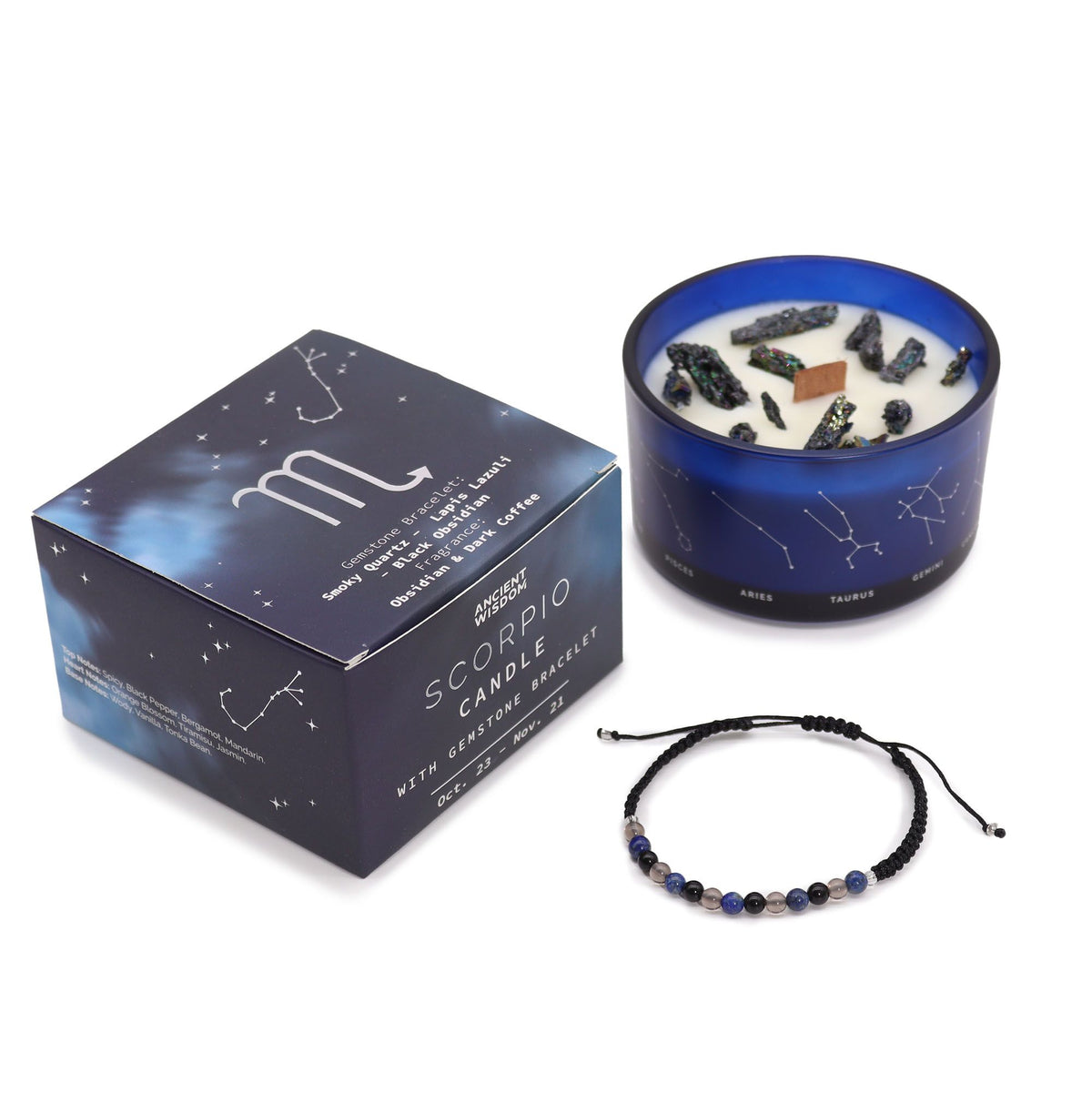 Zodiakljus med kristallarmband – Skorpionen