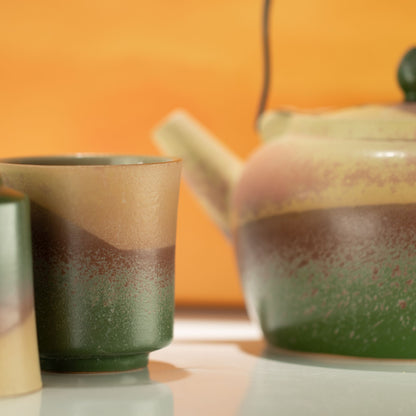 Teservis i Kyusu-stil – tekanna och 4 koppar