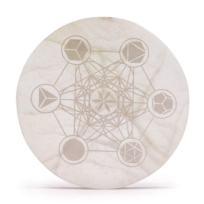 Selenitplatta – helig geometri, 18 cm