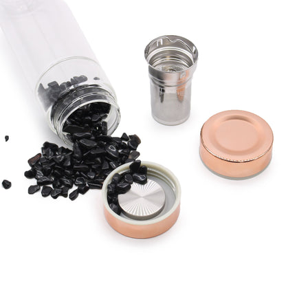 Teflaska i glas med tesil – ametist, 500 ml