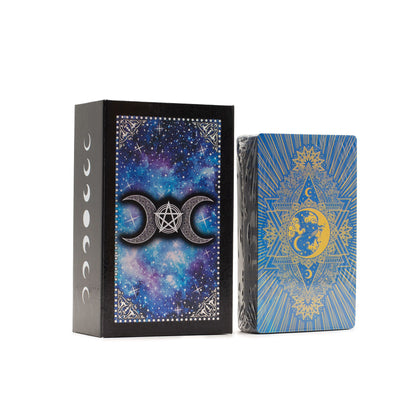 Tarotkort – Moon Face i blå folie + guidebok