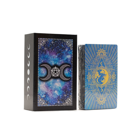 Tarotkort – Moon Face i blå folie + guidebok
