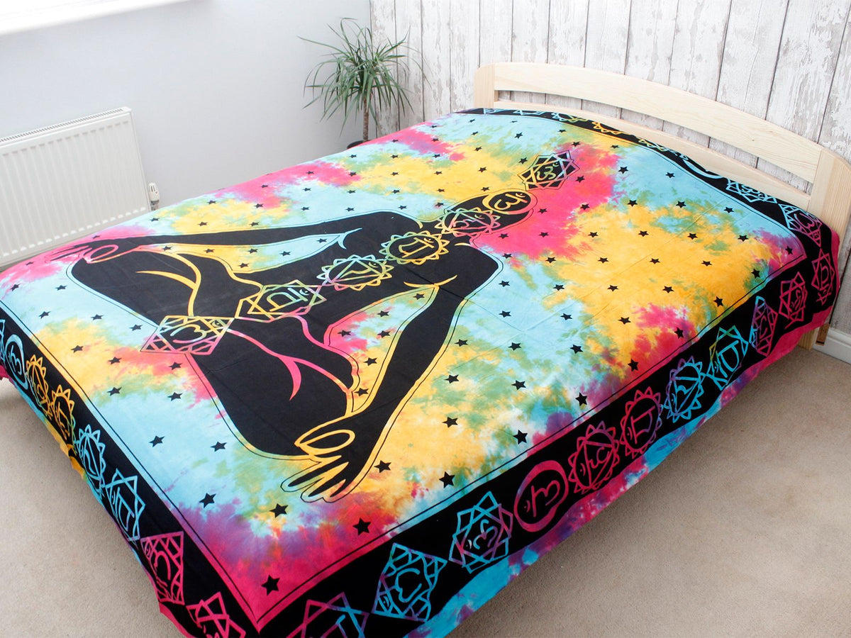 Väggtextil och överkast – buddha med chakramotiv, 230 × 200 cm