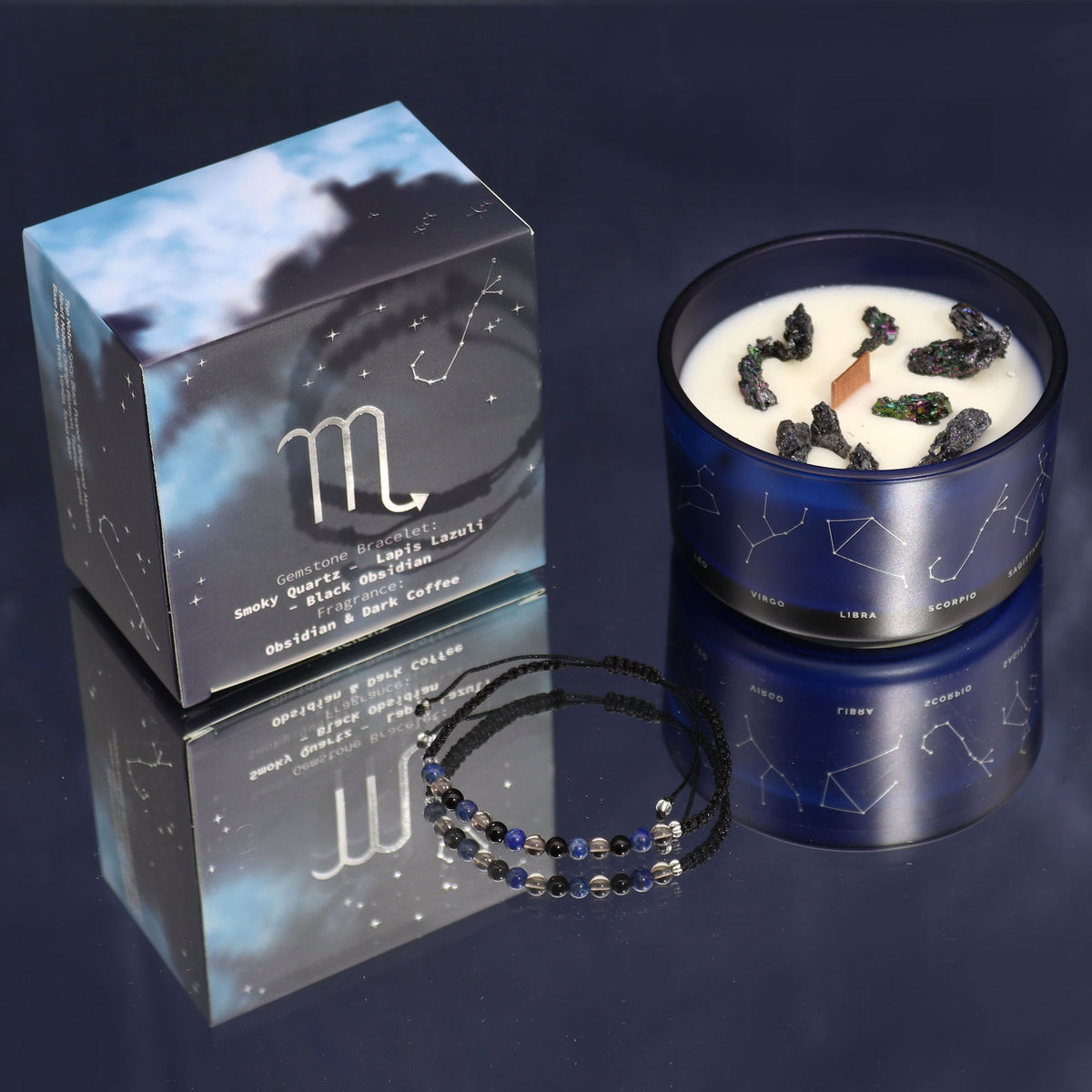 Zodiakljus med kristallarmband – Skorpionen