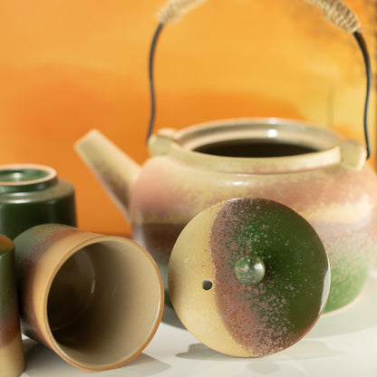 Teservis i Kyusu-stil – tekanna och 4 koppar