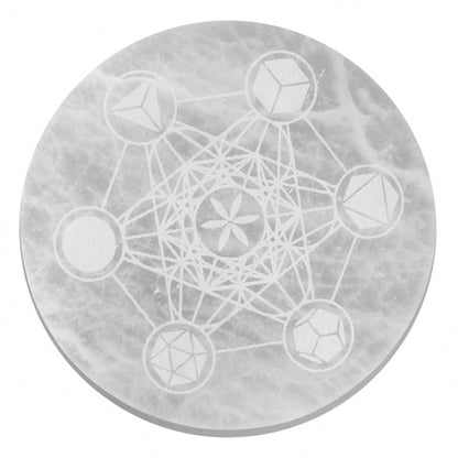 Selenitplatta – helig geometri, 18 cm