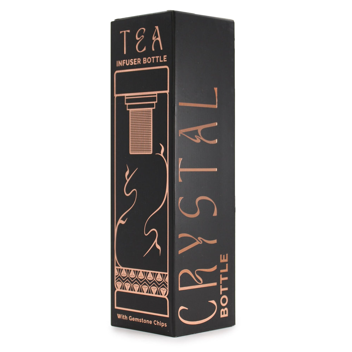 Teflaska i glas med tesil – bergkristall, 500 ml