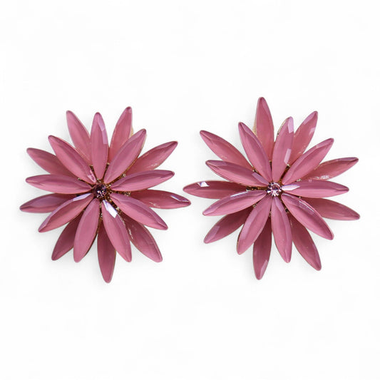 Örhängen i glas – ljusrosa, blommor