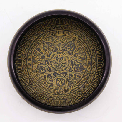 Klangskål i aluminium – Mantra Five Buddha, 16 cm