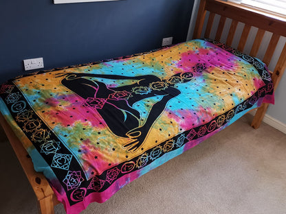 Väggtextil och överkast – buddha med chakramotiv, 130 × 200 cm