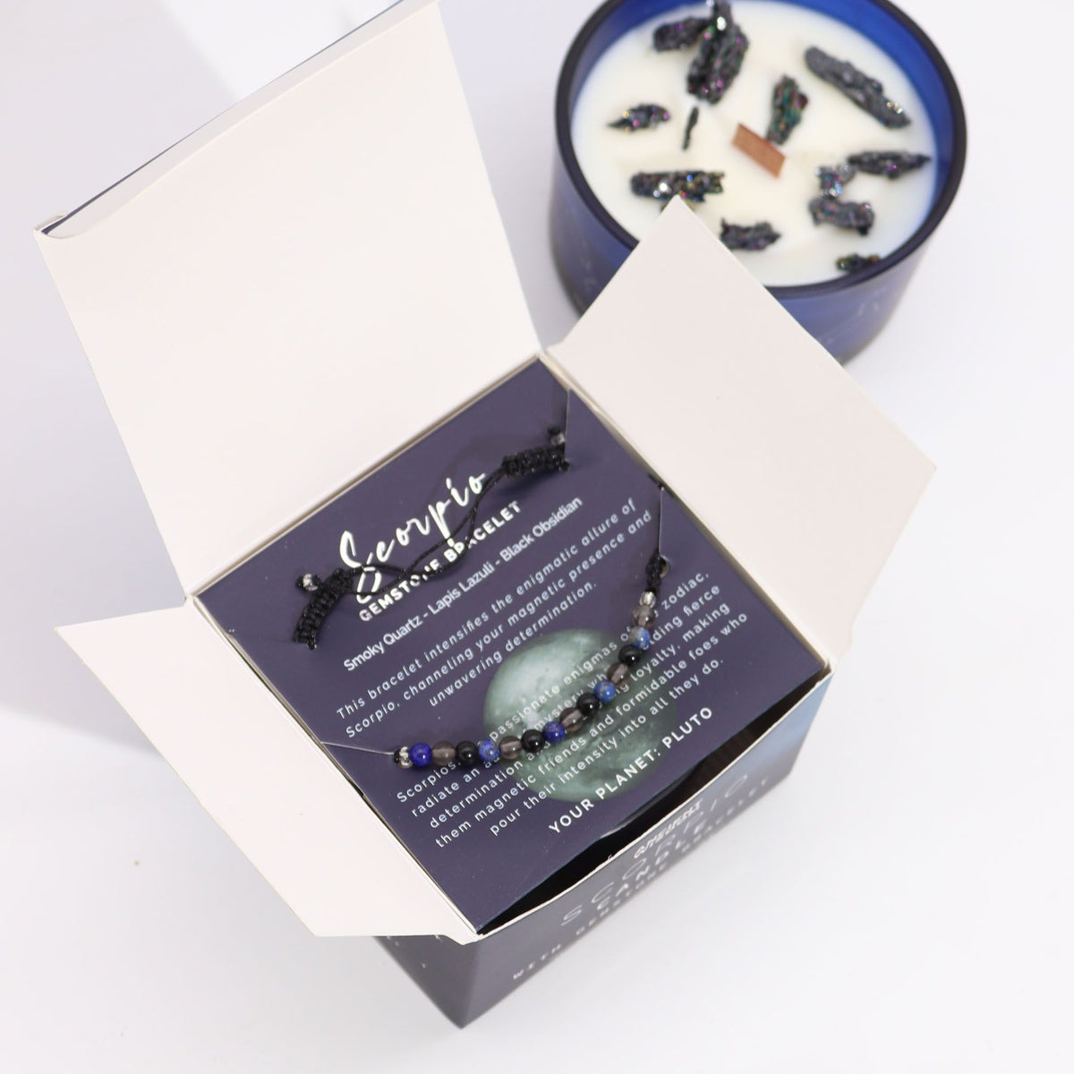 Zodiakljus med kristallarmband – Skorpionen