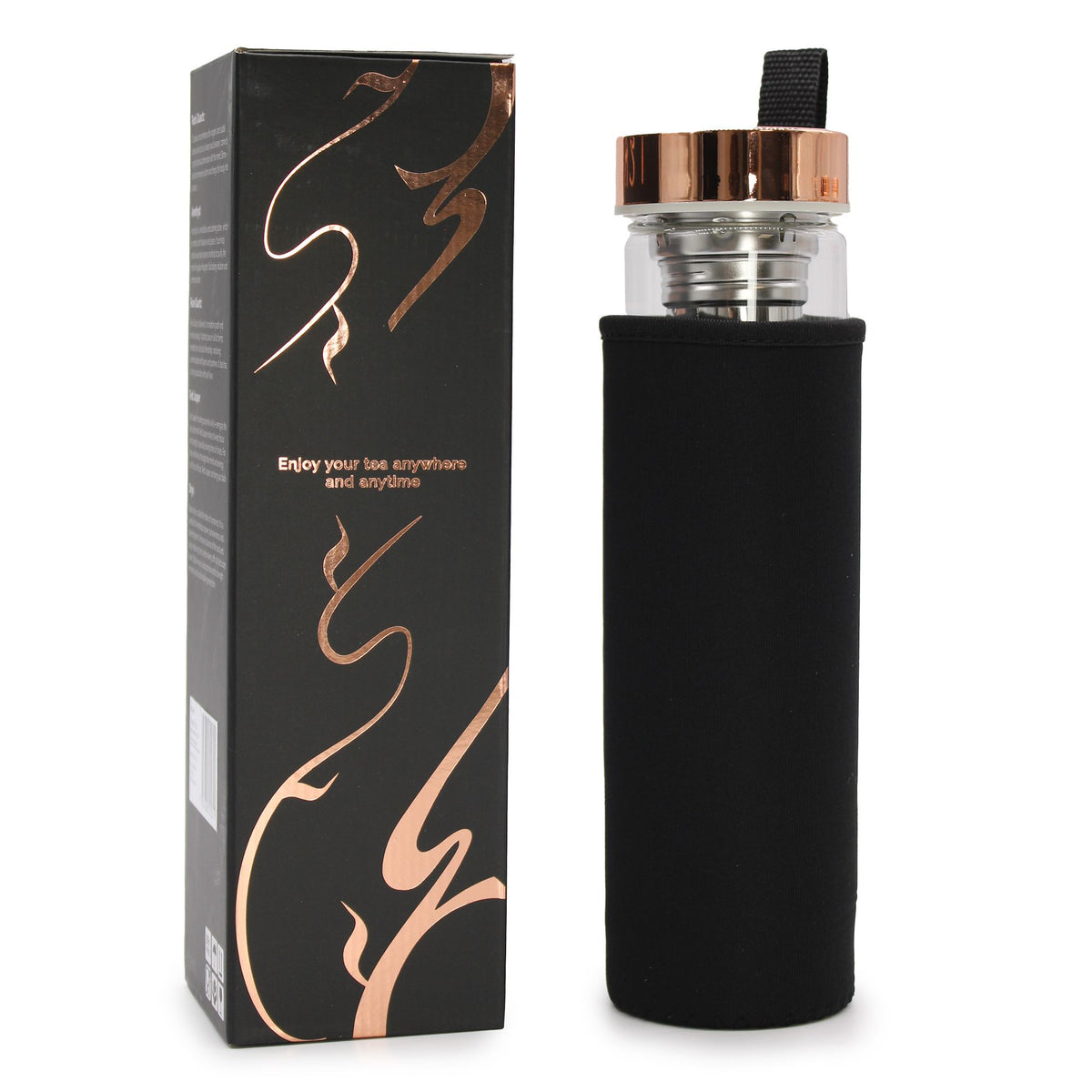 Teflaska i glas med tesil – ametist, 500 ml