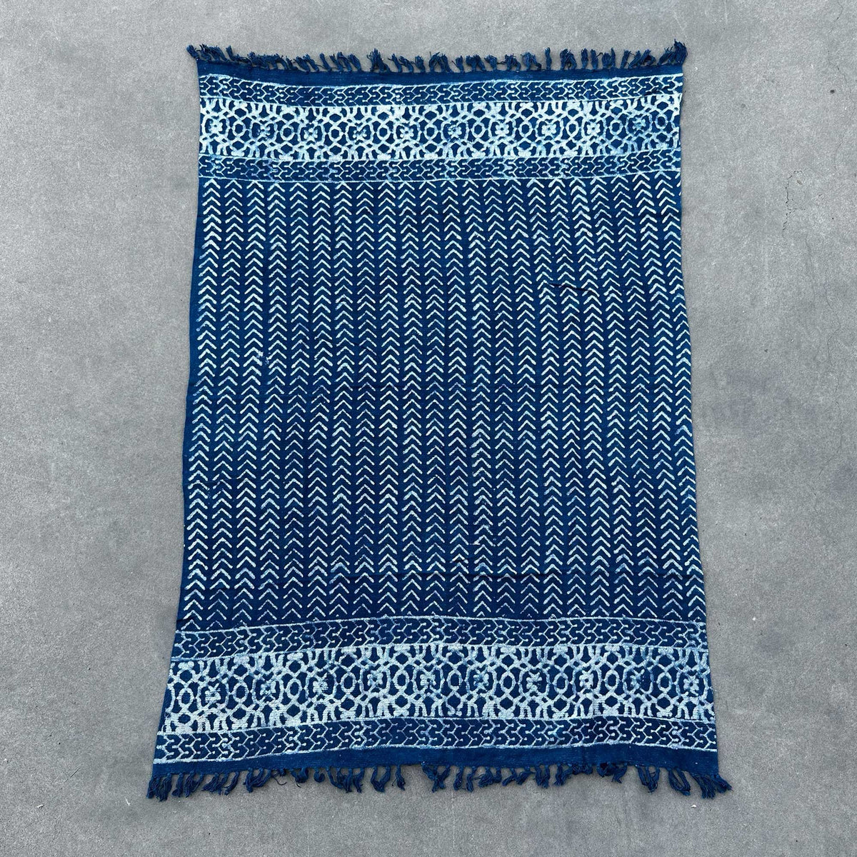 Indigofärgad pläd – Seedha Arrows, 170 × 120 cm