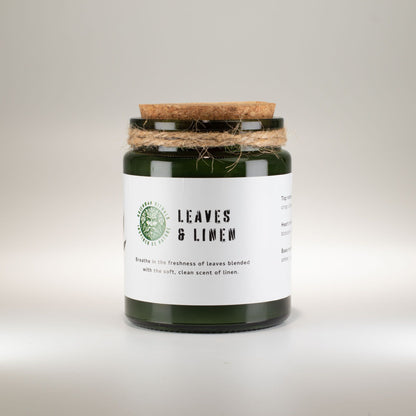 Greenman sojavaxljus med träveke – Leaves & Linen