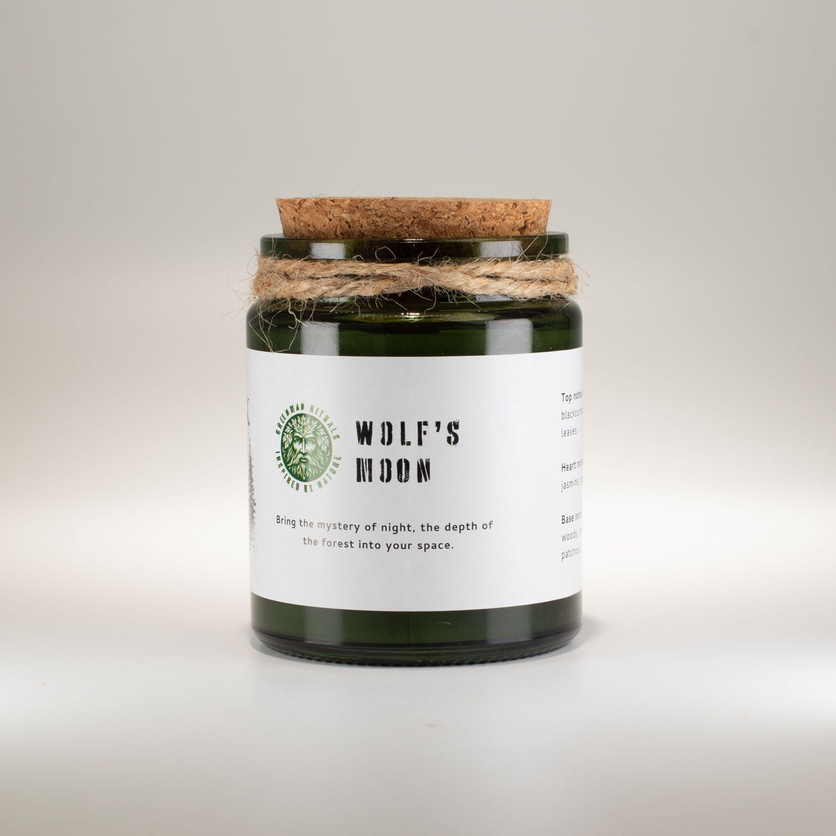 Greenman sojavaxljus med träveke – Wolf’s Moon