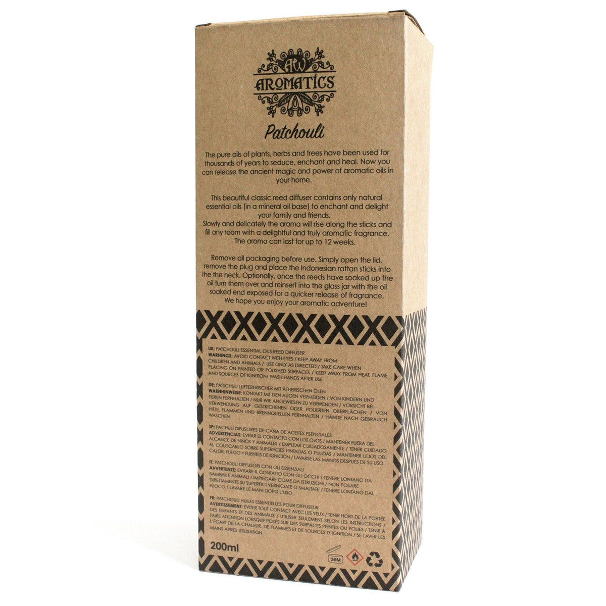 Doftpinnar med eteriska oljor – Patchouli, 200 ml