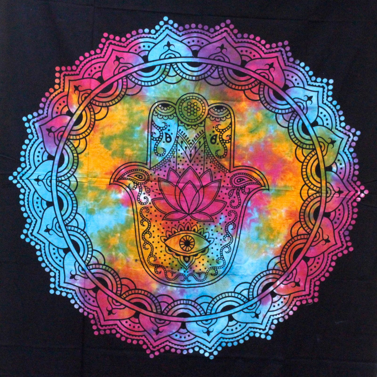 Väggtextil och överkast – svart hamsahand, 230 × 200 cm