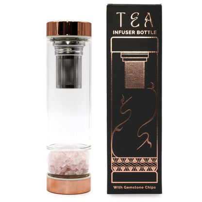 Teflaska i glas med tesil – rosenkvarts, 500 ml