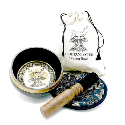 Handhamrat klangskålsset – Lotus, 14 cm
