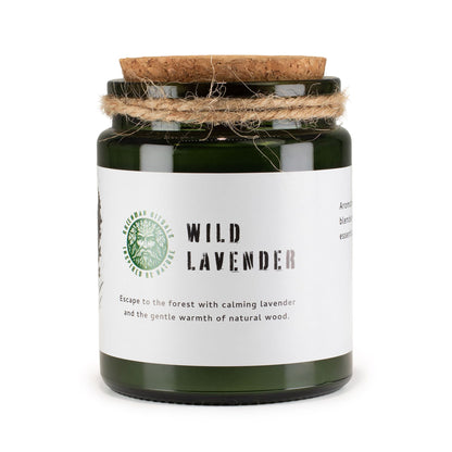 Greenman sojavaxljus med träveke – Wild Lavender