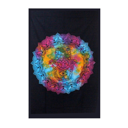 Väggtextil och överkast – svart hamsahand, 130 × 200 cm