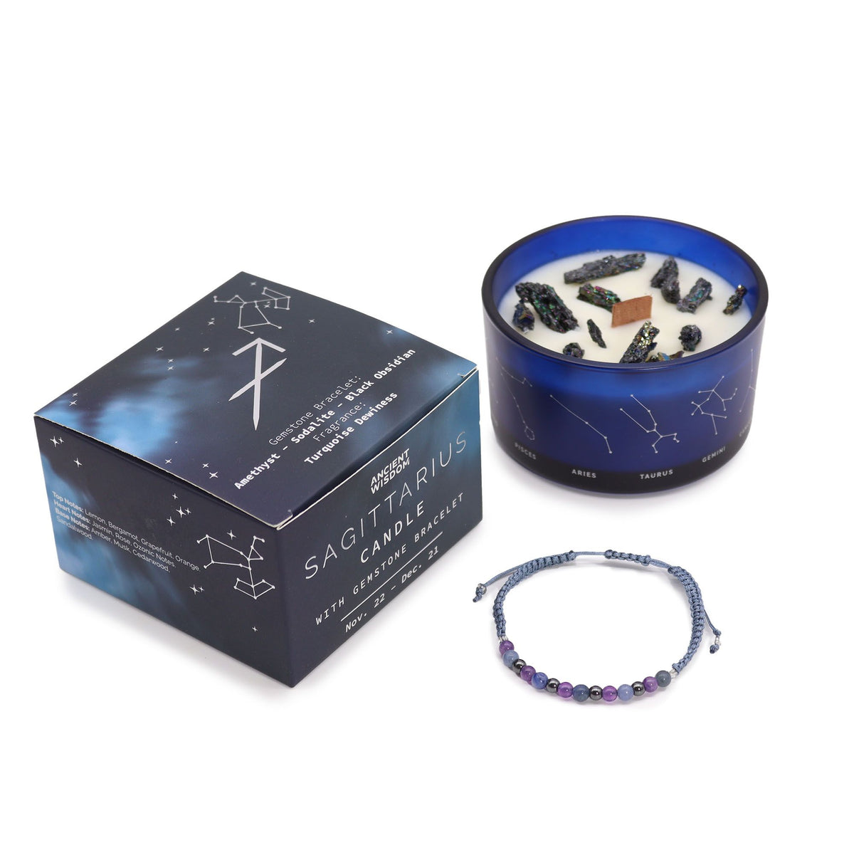 Zodiakljus med kristallarmband – Skytten