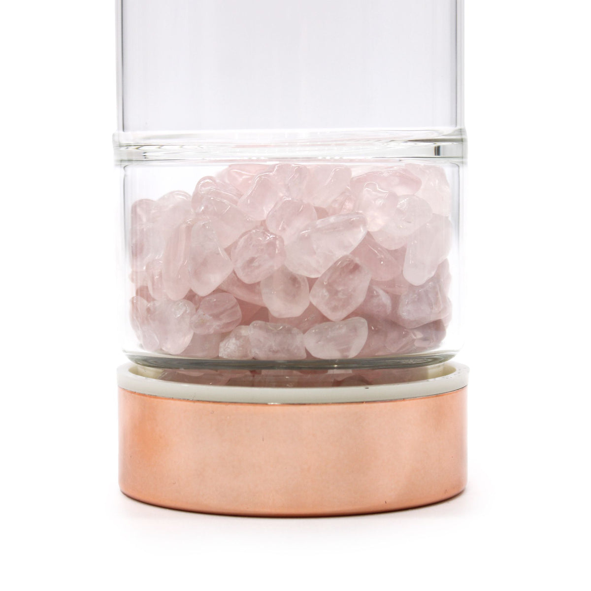 Teflaska i glas med tesil – rosenkvarts, 500 ml