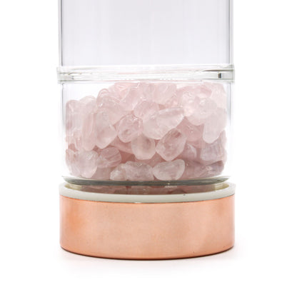 Teflaska i glas med tesil – rosenkvarts, 500 ml