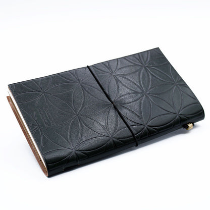 Läderjournal – Flower of Life, grön