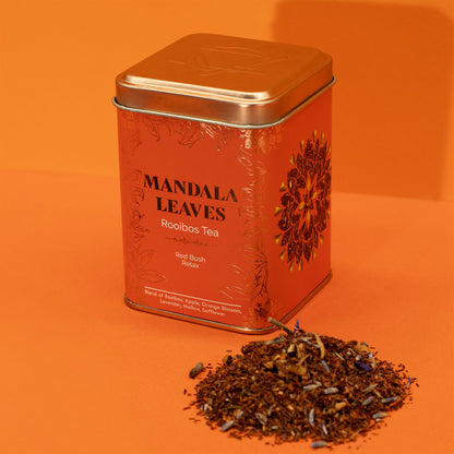 Red Bush Relax – rooibos och lavendel i burk – 50 g