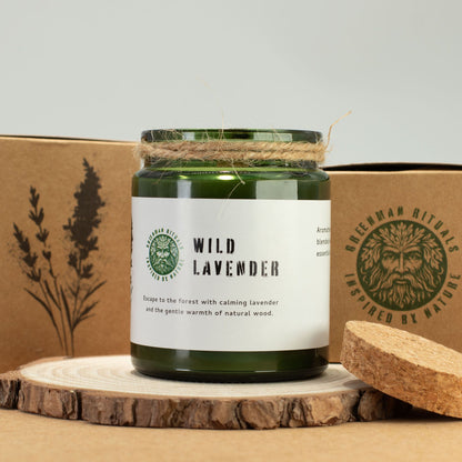 Greenman sojavaxljus med träveke – Wild Lavender