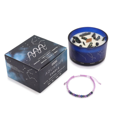 Zodiakljus med kristallarmband – Vattumannen