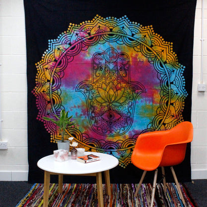 Väggtextil och överkast – svart hamsahand, 230 × 200 cm