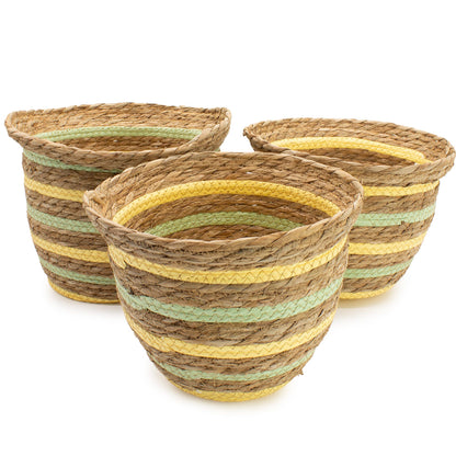 Vasformade förvaringskorgar i sjögräs/halm – 3-pack