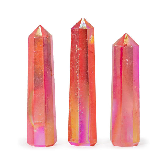 Kristallspets i aurakvarts – persika, ca 9 cm