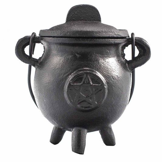 Ritualkittel i gjutjärn – pentagram, ca 6,5 × 13 cm