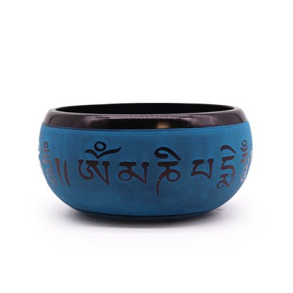 Klangskål i aluminium – Blue Mantra Five Buddha, 16 cm