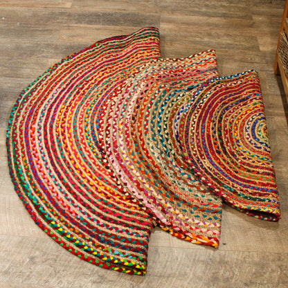 Rund matta – jute och bomull, Ø 120 cm