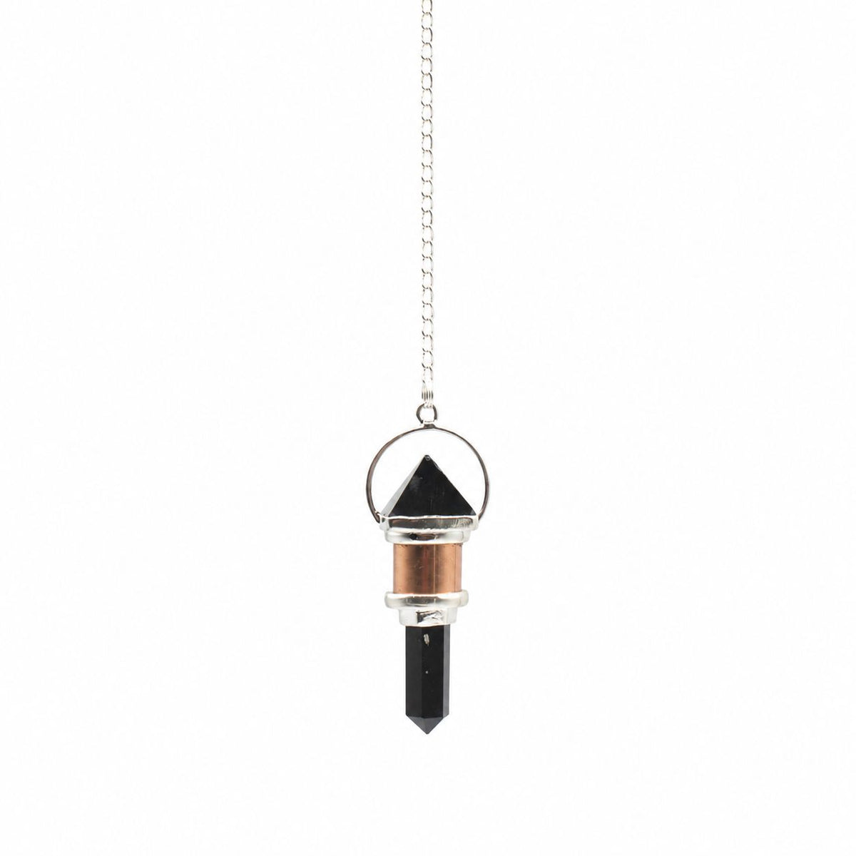 Kristallpendel Night Watcher – obsidian & koppar