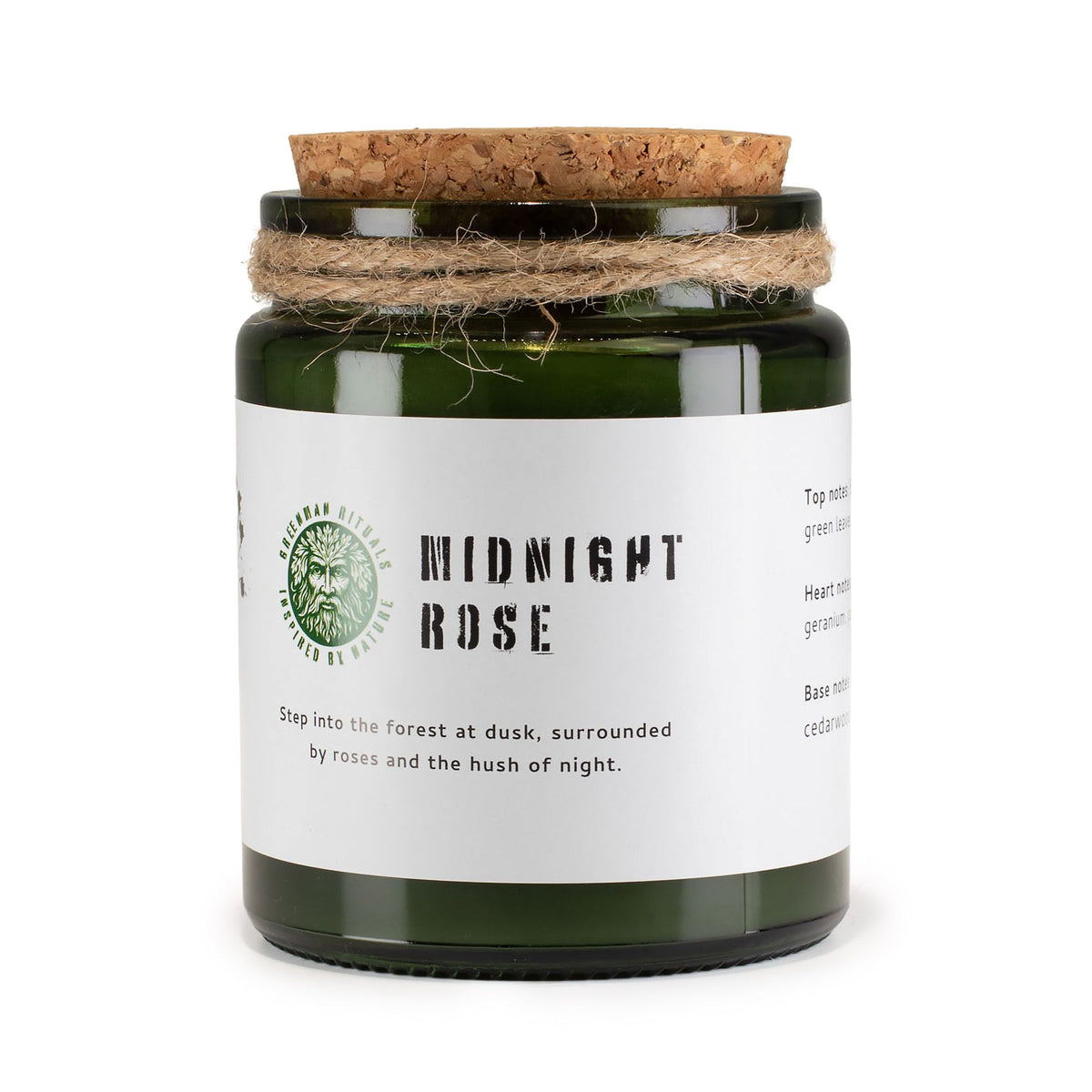 Greenman sojavaxljus med träveke – Midnight Rose