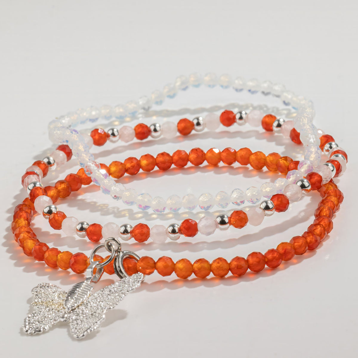 Kristallarmband-set Blood Moon – 3 elastiska armband