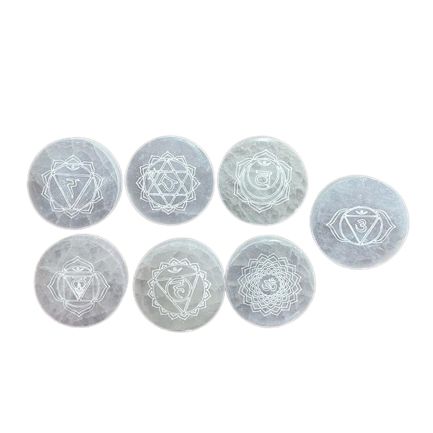 Selenitplattor – chakraset om 7, 6 cm/st