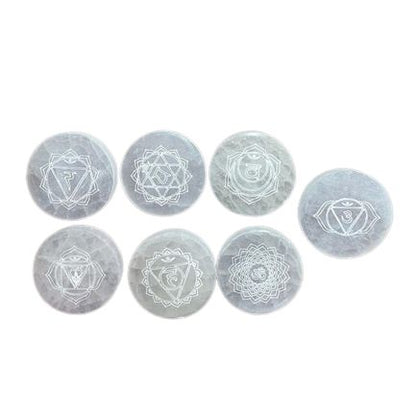 Selenitplattor – chakraset om 7, 6 cm/st