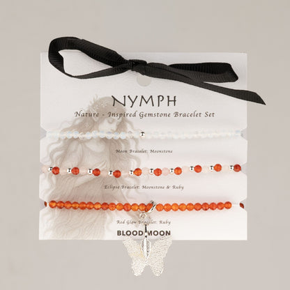 Kristallarmband-set Blood Moon – 3 elastiska armband