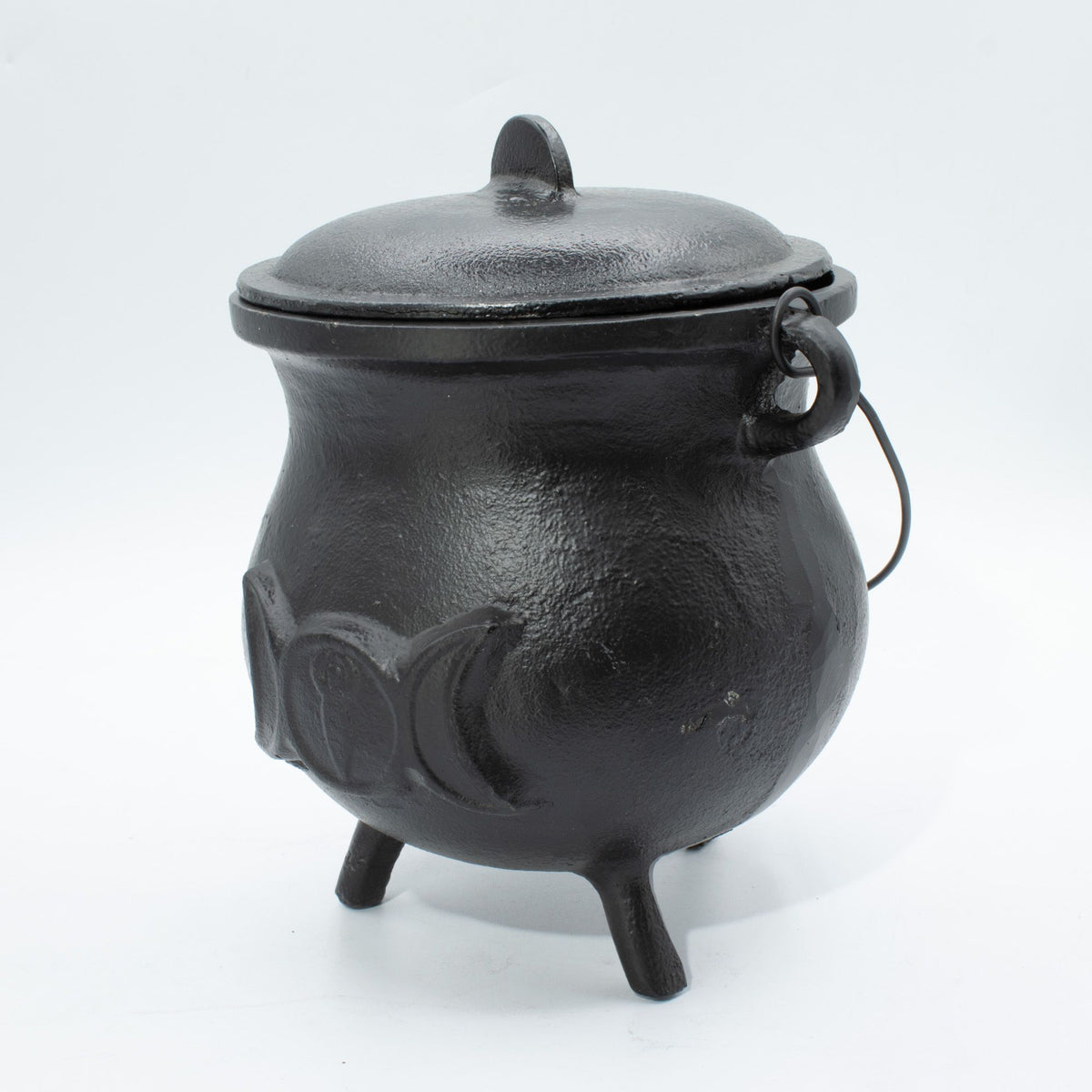 Stor ritualkittel i gjutjärn – Triple Moon, 23 × 18 cm, minst 4 kg